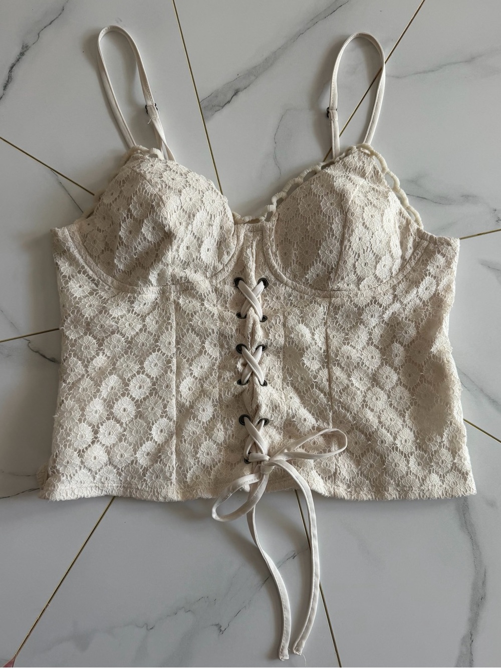Ivory Floral Lace Corset Cami Top | Coquette • Cottagecore • Romantic Bustier